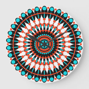 Farbige geometrische Mandala-Kunst-46456 Große Wanduhr
