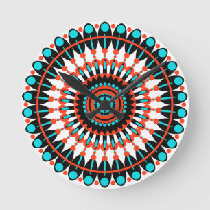 Farbige geometrische Mandala-Kunst-46456 Runde Wanduhr