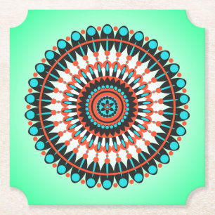 Farbige geometrische Mandala-Kunst-46456 Untersetzer
