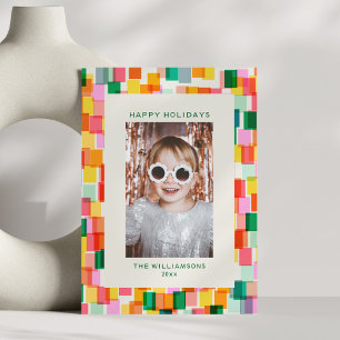 Farbige geometrische moderne Weihnachts-Fotoborder Feiertagskarte