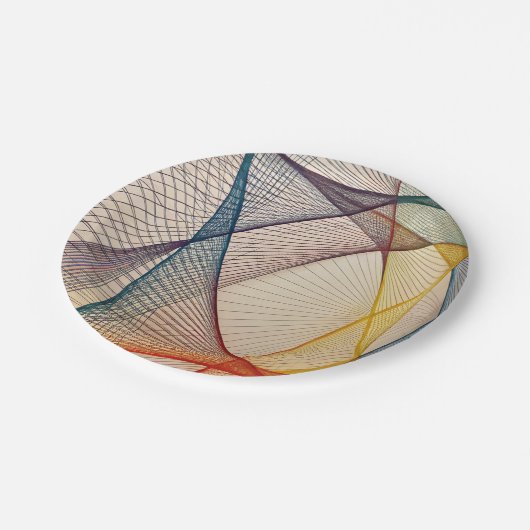 Farbige geometrische Papierplatte Pappteller (Schrägansicht)