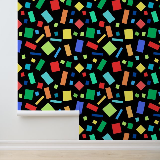 Farbige geometrische Quadrate und Rechtecke Kinder Tapete (Anwendung)