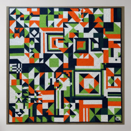 Farbige geometrische Quilt-Grafik Poster