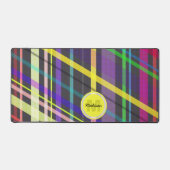 Farbige geometrische Retro-Linien Muster Monogramm Schreibtischunterlage (Vorderseite)