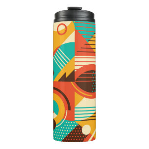 Farbige geometrische Retro-Mode: Vintage-Abstrakti Thermosbecher