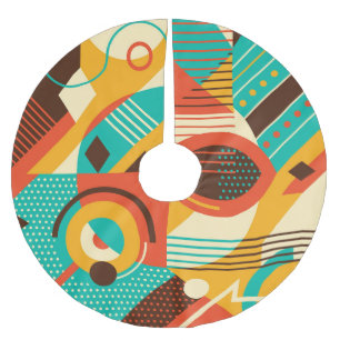 Farbige geometrische Retro-Muster: vintage Abstrak Polyester Weihnachtsbaumdecke