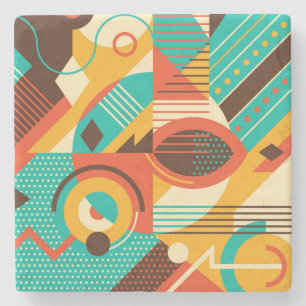Farbige geometrische Retro-Muster: vintage Abstrak Steinuntersetzer