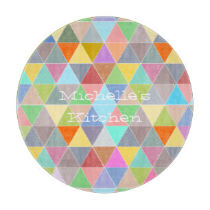 Farbige geometrische Schnittplatte aus Glas Schneidebrett