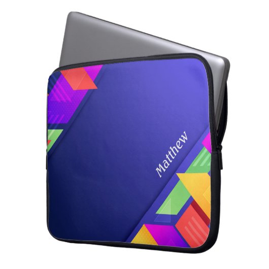 Farbige geometrische Textur mit Anpassung Laptopschutzhülle (Vorderseite Links)