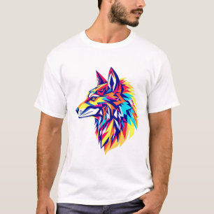 Farbige geometrische Wolf-T-Shirt T-Shirt