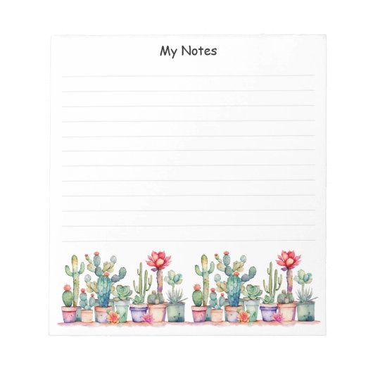 Farbige gepolsterte Kakteen und Sukkulente Notizblock (Vorderseite)