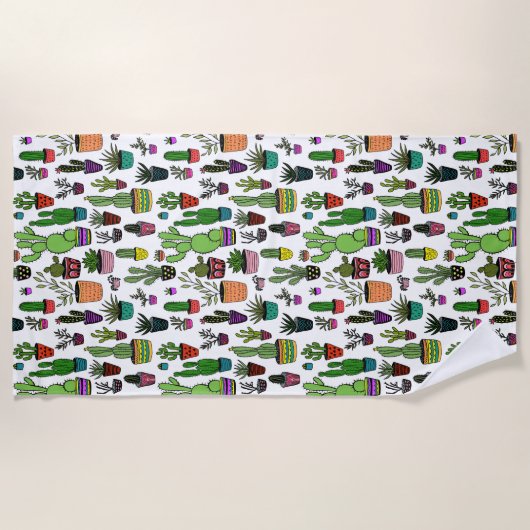 Farbige gepolsterte Pflanze Muster Sukkulente & Ka Strandtuch (Vorderseite)