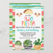 Farbige gepunktete Kakteen Time Two Fiesta Geburts Einladung (Vorne/Hinten)