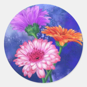 Farbige Gerberas-Geschenkaufkleber Runder Aufkleber
