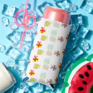 Farbige Geschenkboxen auf weiß Selters Dosenkühler