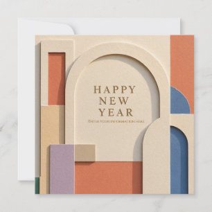 Farbige geschichtete Papier-Schnitt Happy New Year Einladung