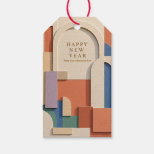 Farbige geschichtete Papier-Schnitt Happy New Year Geschenkanhänger