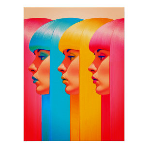 Farbige Gesichter Lebendige Mehrfarben-Seitenprofi Poster
