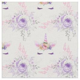 Farbige Gesichter mit violetten Blumen auf Weiß Stoff