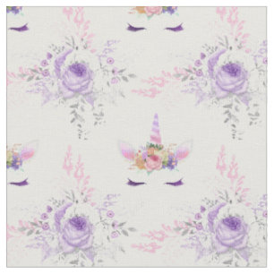 Farbige Gesichter mit violetten Blumen auf Weiß Stoff