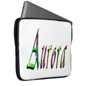 Farbige gestaltete Aurora Mädchen Name, Laptopschutzhülle (Vorne Rechts)