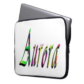 Farbige gestaltete Aurora Mädchen Name, Laptopschutzhülle (Vorderseite Links)