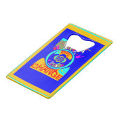 Farbige Gestaltung des monogrammatischen Kunstmust Kreditkartenflaschenöffner (Vorderseite Schrägansicht)