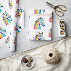 Farbige Gestaltung des Pferdekopfes Geschenkpapier