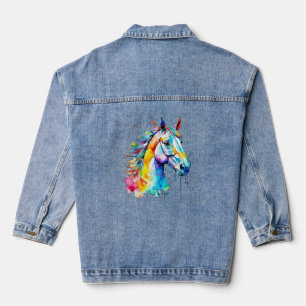 Farbige Gestaltung des Pferdekopfes Jeansjacke