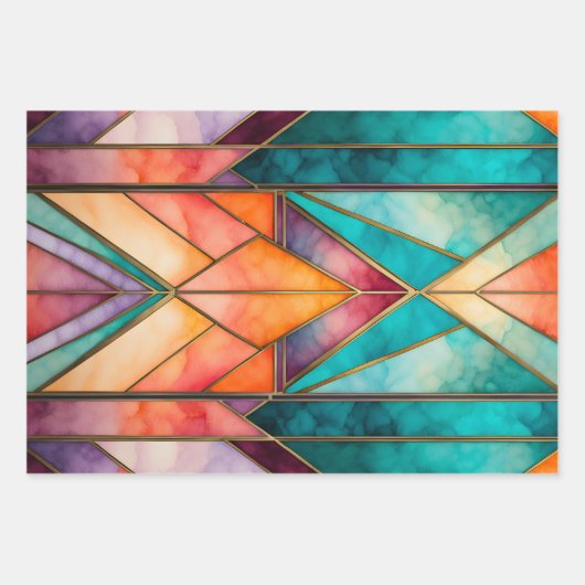 Farbige, gestanzte Glaskunstplatten Geschenkpapier Set (Vorderseite 3)