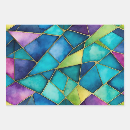 Farbige, gestanzte Glaskunstplatten Geschenkpapier Set (Vorderseite 3)