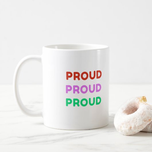 Farbige gestapelte stolze Retro-LGBTQ-Stolz Kaffeetasse (Mit Donut)