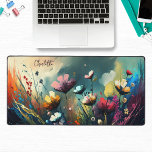 Farbige gestrichene Wildblumen Personalisierter Na Schreibtischunterlage<br><div class="desc">Die farbenfrohen,  modernen bemalten Wildblumen,  Personalisiert Name Desk Mat,  sind mit farbenfrohen Wildblumen in Rosa,  Orange,  Blau,  Rot und Weiß gestaltet. Das perfekte Geschenk für Geburtstag,  Weihnachten,  Muttertag,  Großeltern,  Ehefrau,  ,  Partner,  beste Freunde,  Arbeitskollegen und vieles mehr. Entworfen von ©Evco Studio www.zazzle.com/store/evcostudio</div>