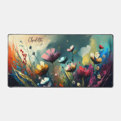 Farbige gestrichene Wildblumen Personalisierter Na Schreibtischunterlage (Vorderseite)