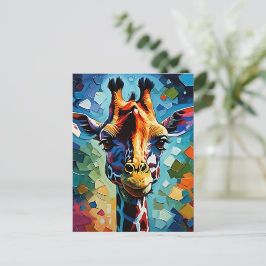 Farbige Giraffe 302 Postkarte (Stehend Vorderseite)