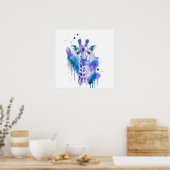 Farbige Giraffe Aquarell Poster (Küche)