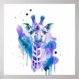 Farbige Giraffe Aquarell Poster