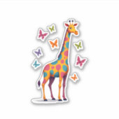farbige Giraffe farbenfrohe Schmetterlinge Giraffe Aufkleber (Vorderseite)