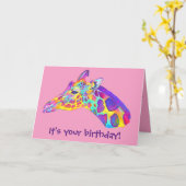 Farbige Giraffe Geburtstagskarte Karte (Gelbe Blume)