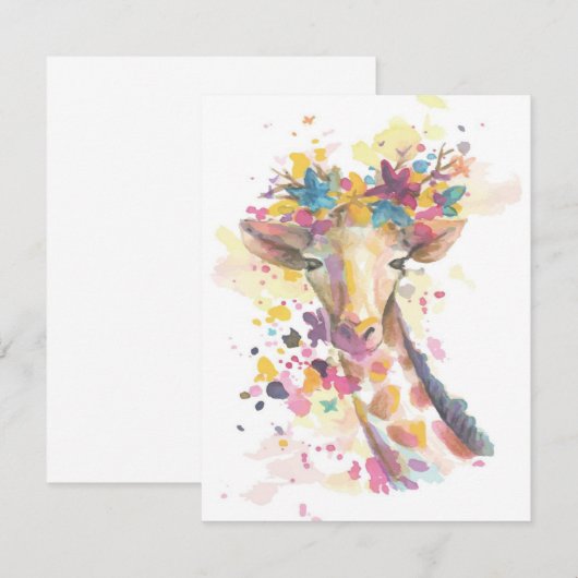 Farbige Giraffe | Perfektes Geschenk Einladung (Vorne/Hinten)