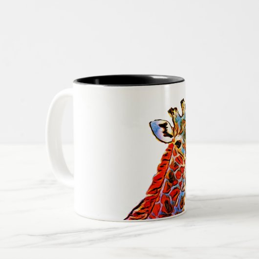 Farbige Giraffe Zweifarbige Tasse (Vorderseite Links)