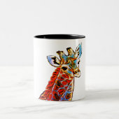 Farbige Giraffe Zweifarbige Tasse (Mittel)