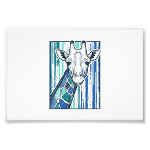 Farbige Giraffen-Porträt-Vintage-Stich-Vektor Fotodruck