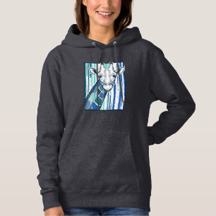 Farbige Giraffenporträt-Vintage-Stich-Vektor Hoodie