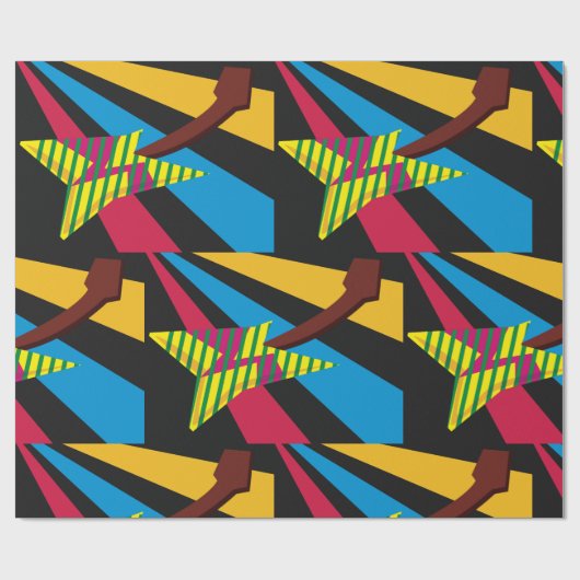 Farbige Gitarre Geschenkpapier (Flach)