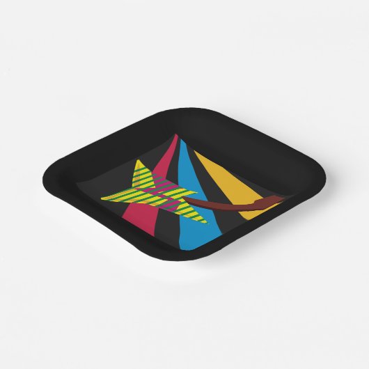 Farbige Gitarre Pappteller (Gewinkelt)