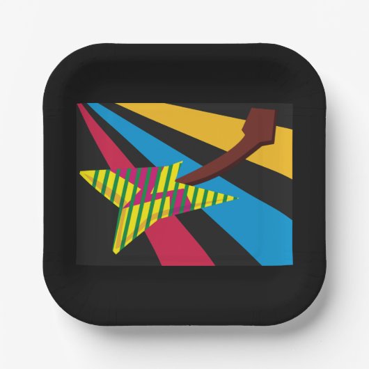 Farbige Gitarre Pappteller (Vorderseite)