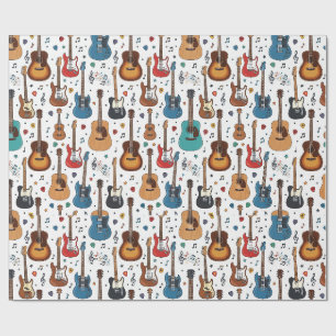 Farbige Gitarre und Musikmuster Geschenkpapier