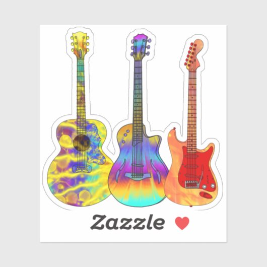 Farbige Gitarren Aufkleber (Blatt)