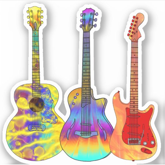 Farbige Gitarren Aufkleber (Vorderseite)